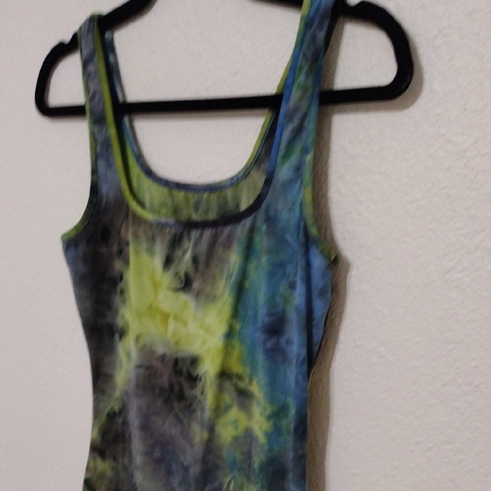 Tie-Dye Mini Dress - Blue and Green - Picture 3 of 4